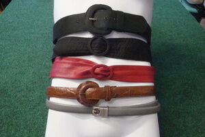 Women's Belts Size 10 Black, Red, Tan, Brown, Gray Lot of 5